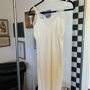 Vintage White Lace Trim Slip Dress